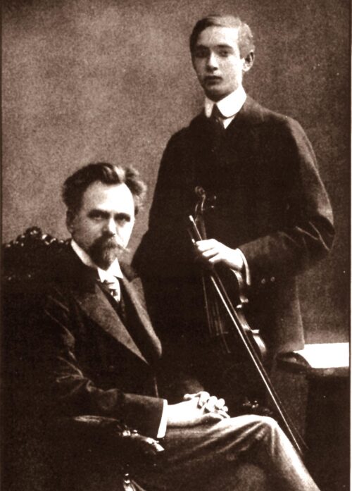 Portrait of Hungarian violinist Joseph Szigeti with his teacher, Jenő Hubay, circa 1910